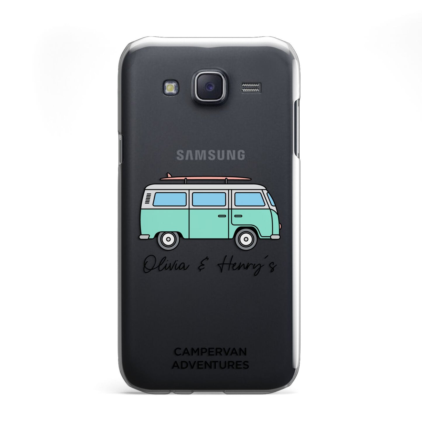 Blue Personalised Campervan Adventures Samsung Galaxy J5 Case