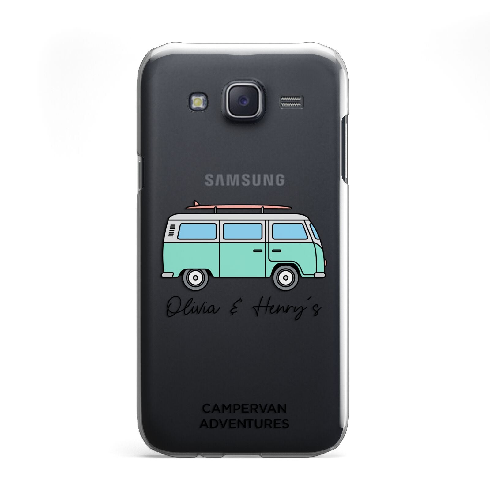 Blue Personalised Campervan Adventures Samsung Galaxy J5 Case