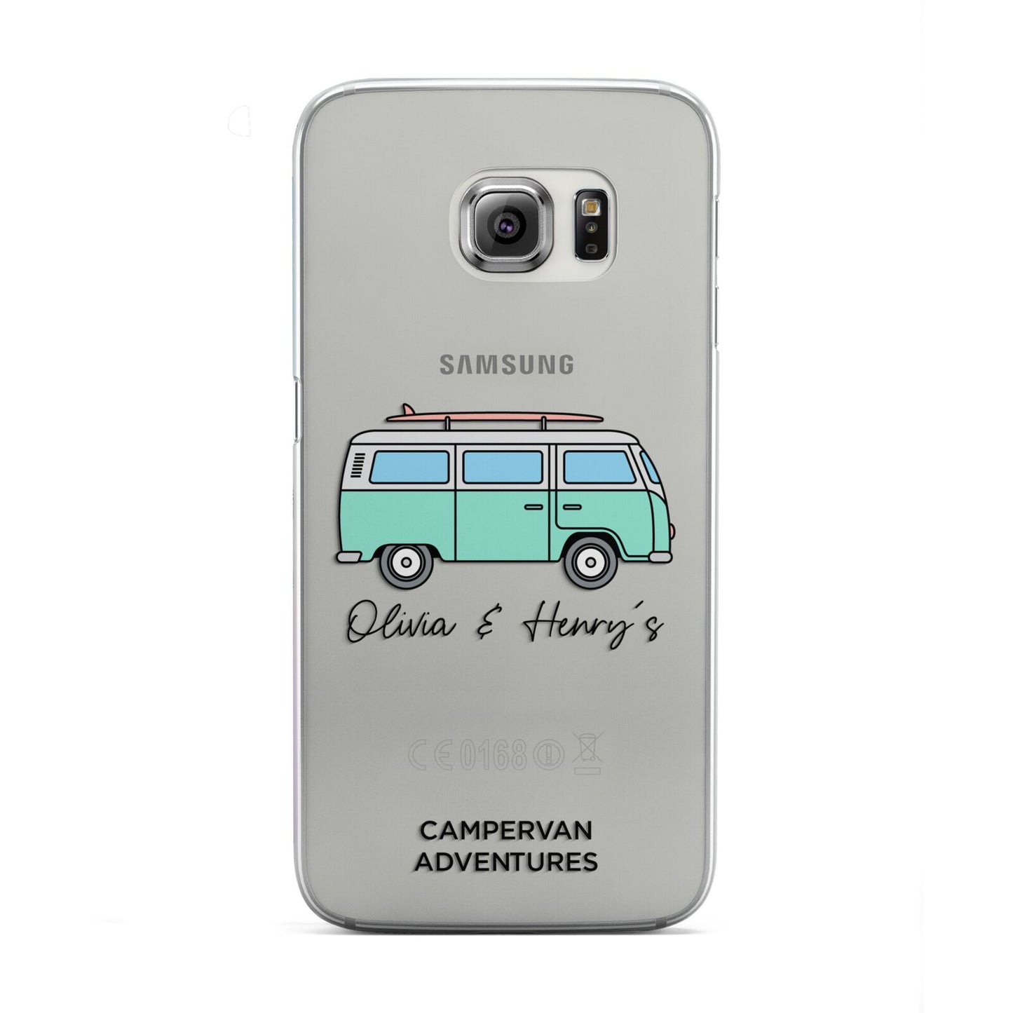 Blue Personalised Campervan Adventures Samsung Galaxy S6 Edge Case