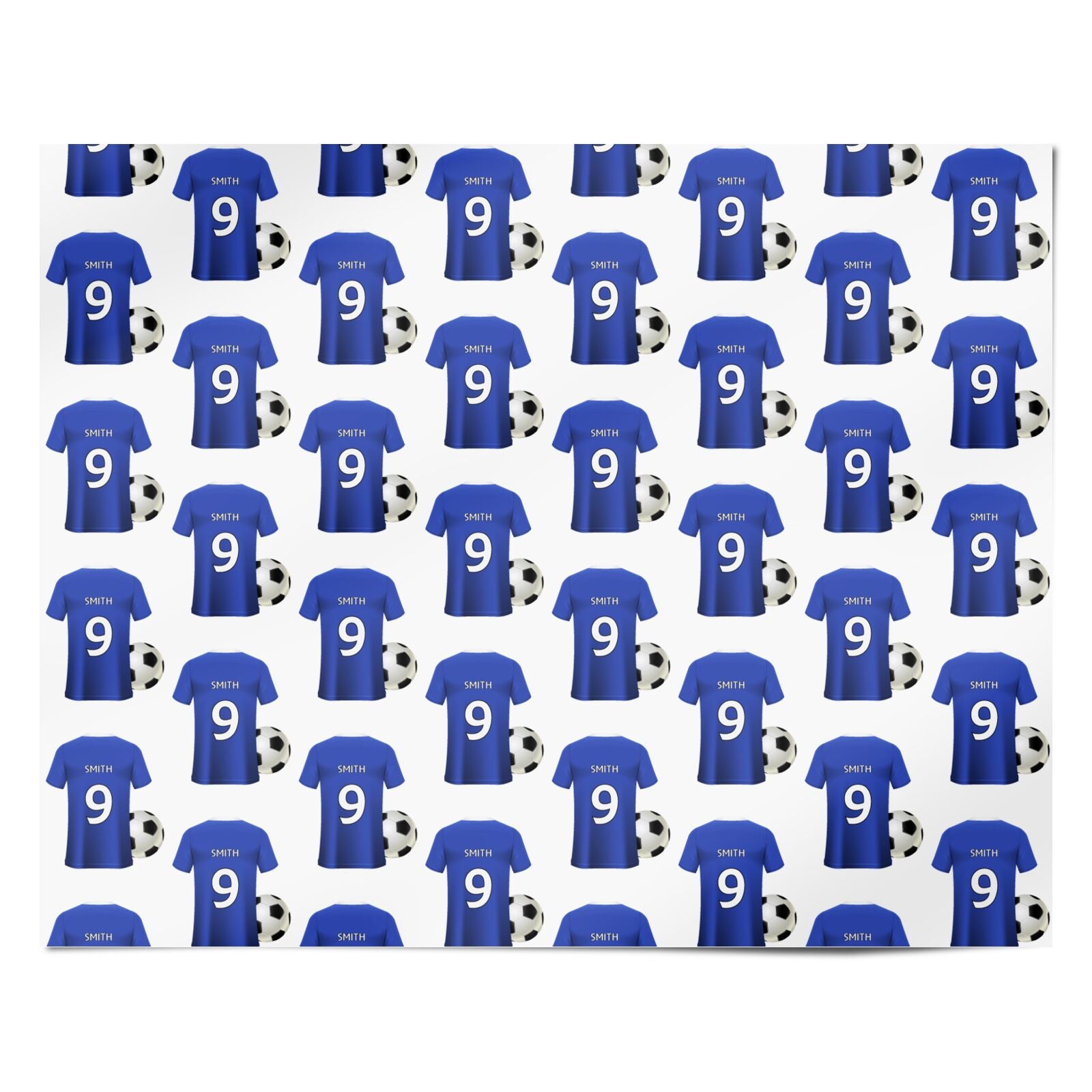 Blue Personalised Football Shirt Personalised Wrapping Paper Alternative