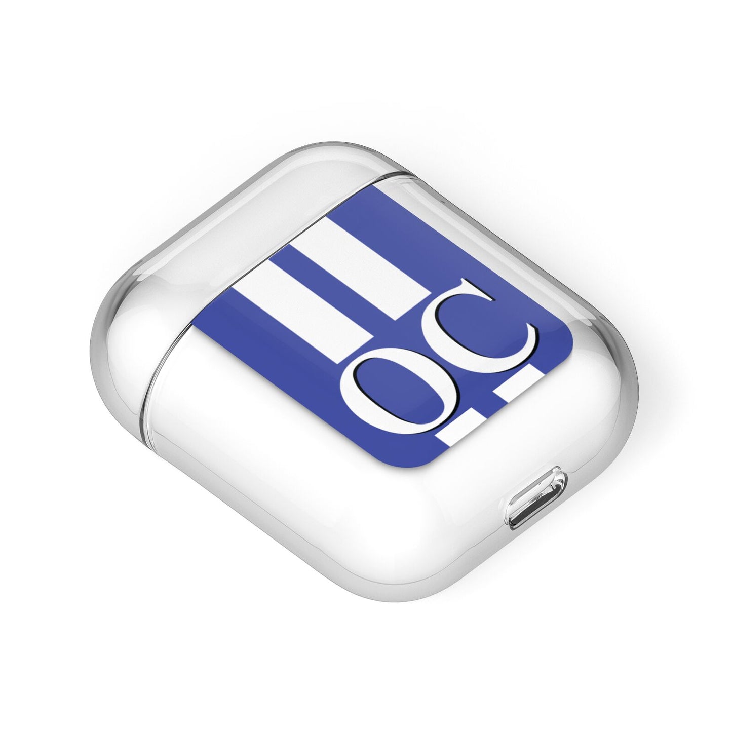 Blue Personalised Initials AirPods Case Laid Flat