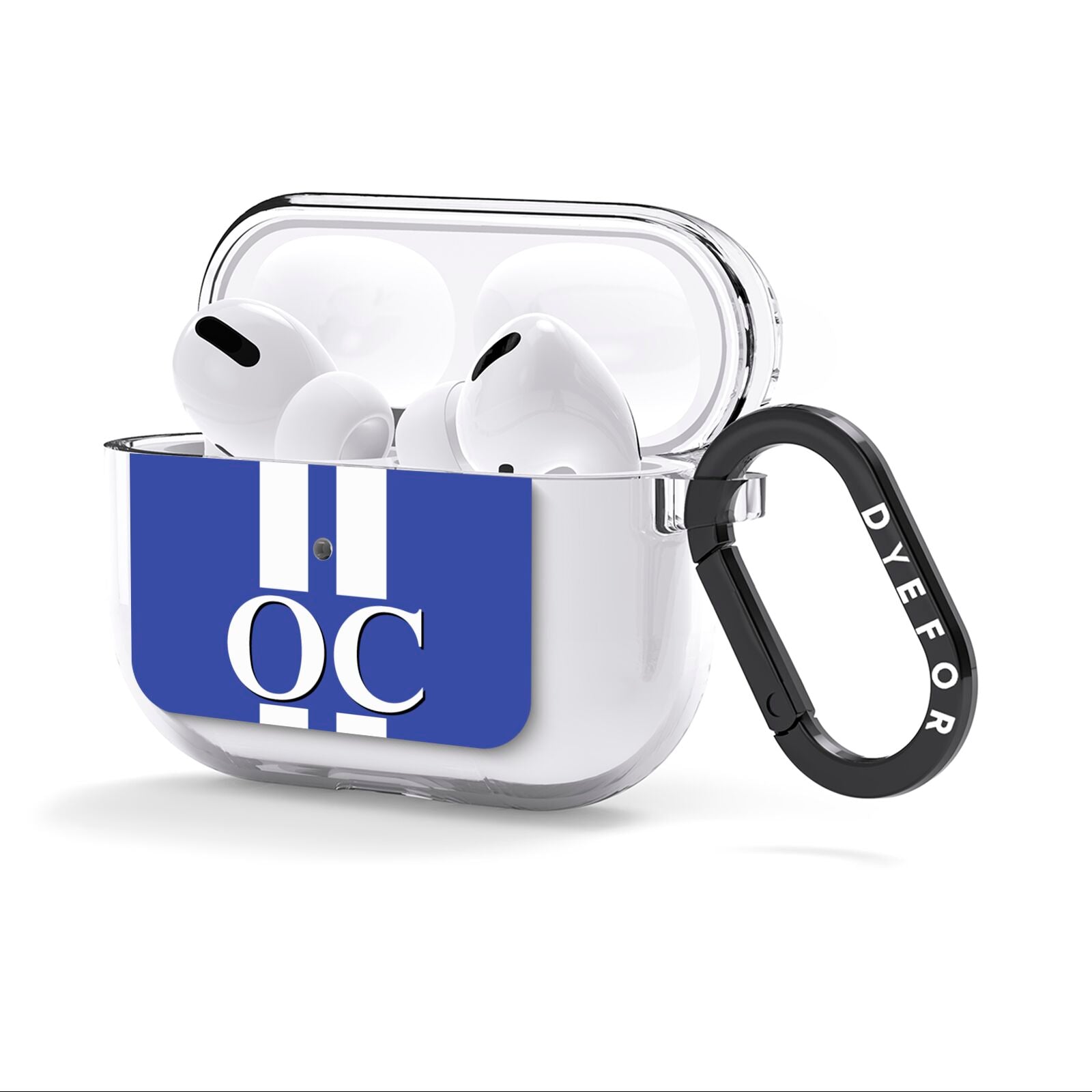 Blue Personalised Initials AirPods Clear Case 3rd Gen Side Image