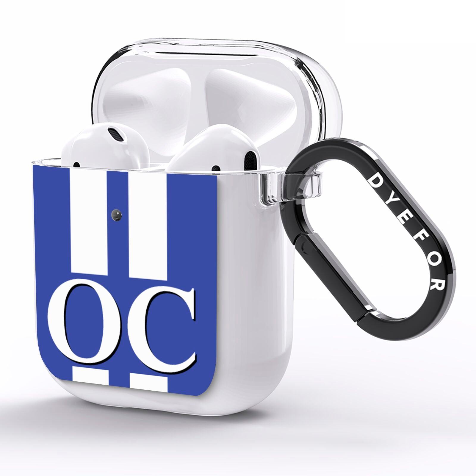 Blue Personalised Initials AirPods Clear Case Side Image