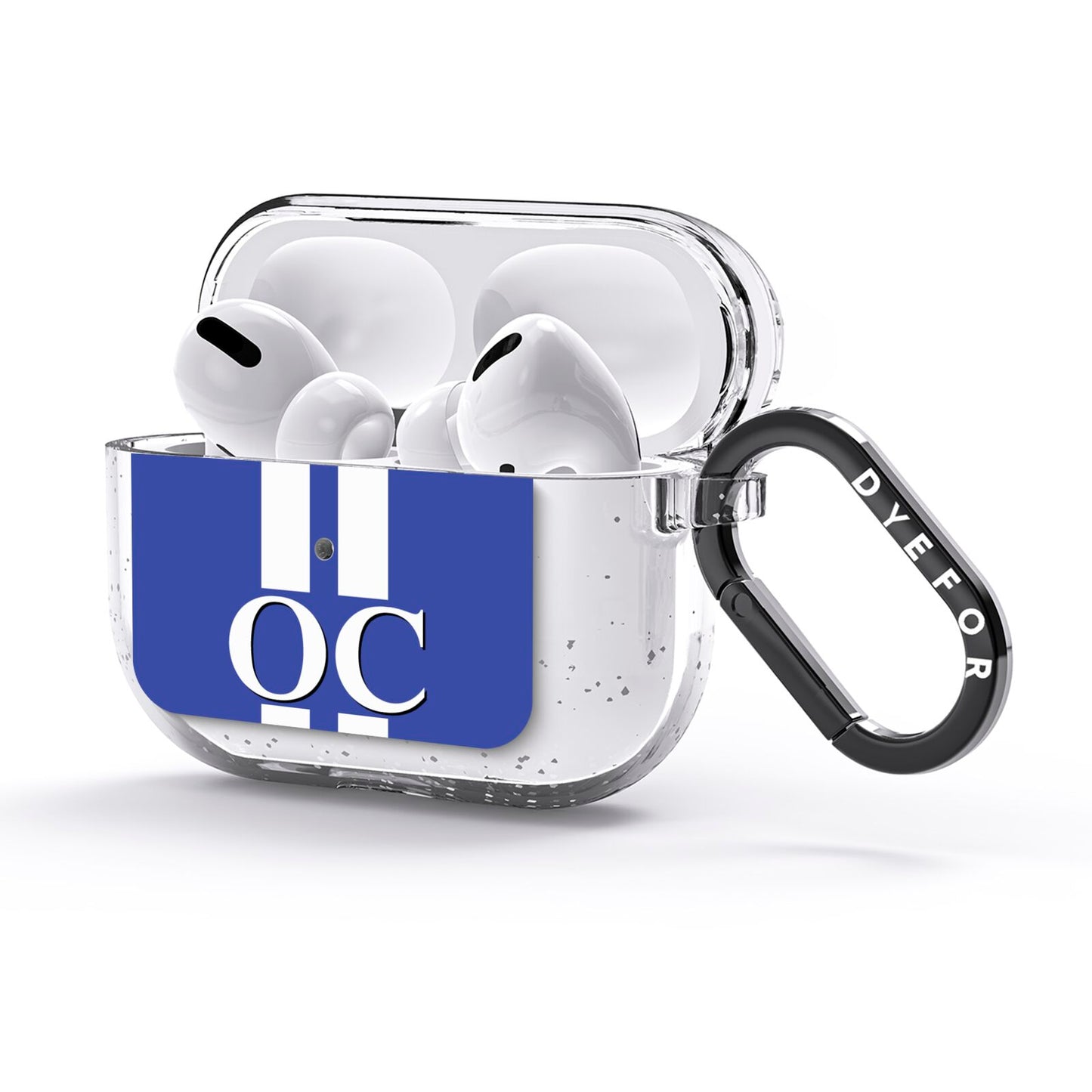 Blue Personalised Initials AirPods Glitter Case 3rd Gen Side Image
