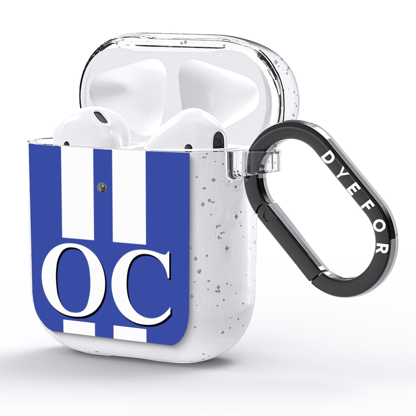 Blue Personalised Initials AirPods Glitter Case Side Image
