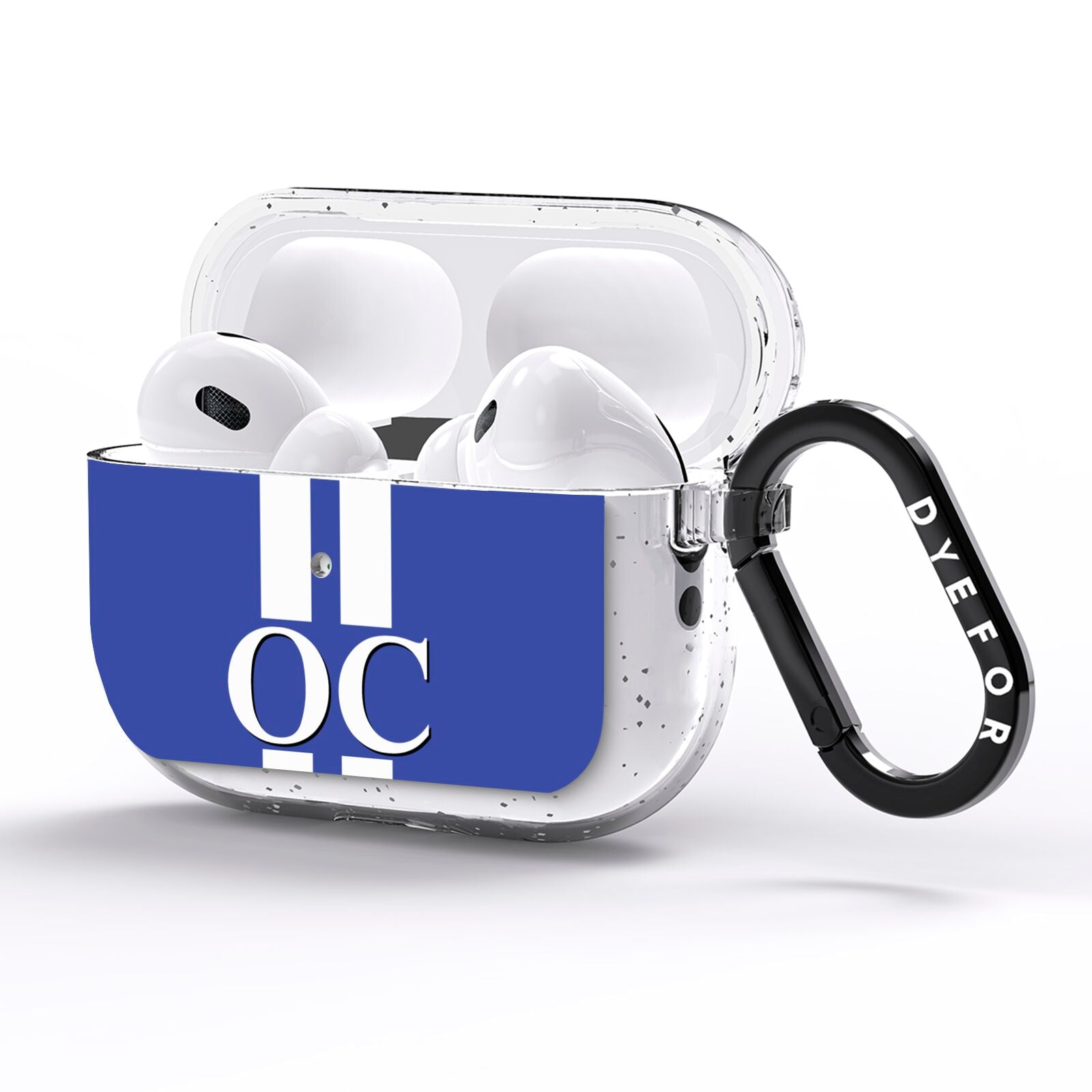 Blue Personalised Initials AirPods Pro Glitter Case Side Image