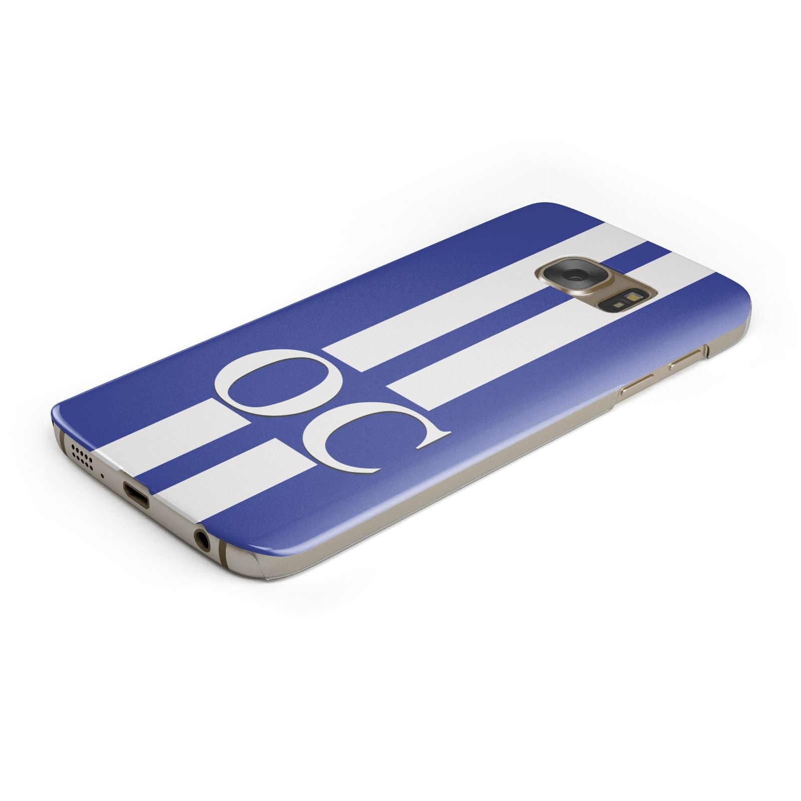 Blue Personalised Initials Protective Samsung Galaxy Case Angled Image
