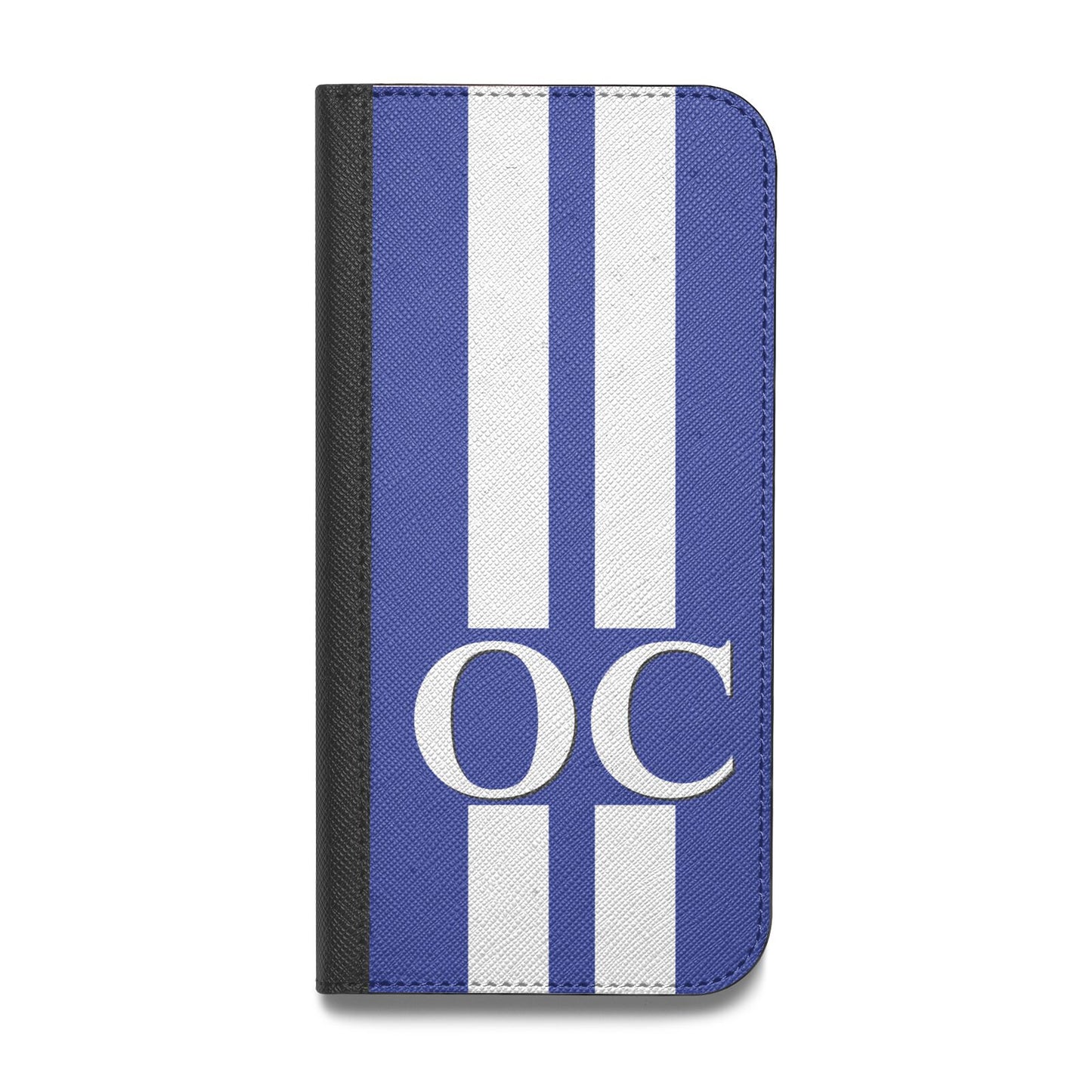 Blue Personalised Initials Vegan Leather Flip iPhone Case