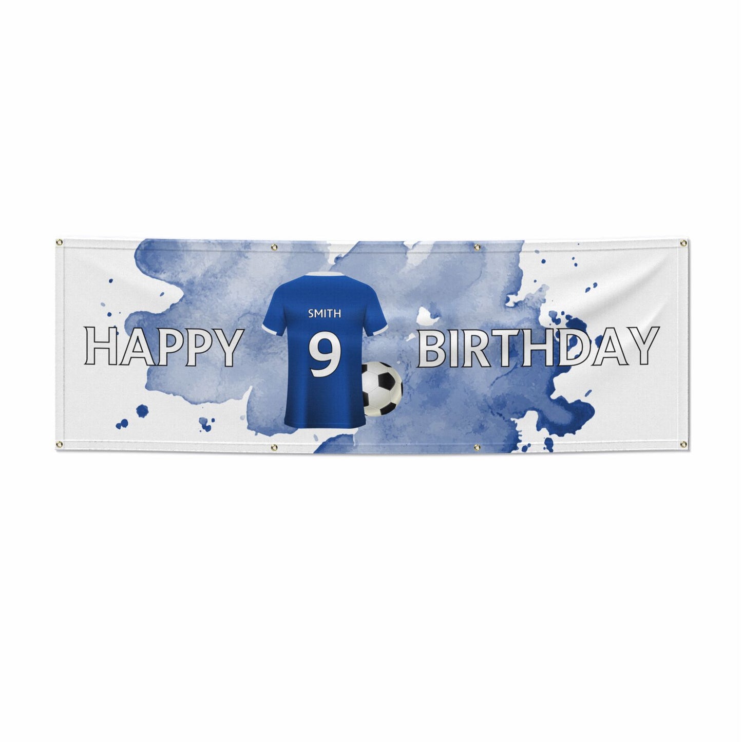 Blue Personalised Name Football Shirt 6x2 Vinly Banner with Grommets