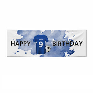 Blue Personalised Name Number Football Shirt Banner