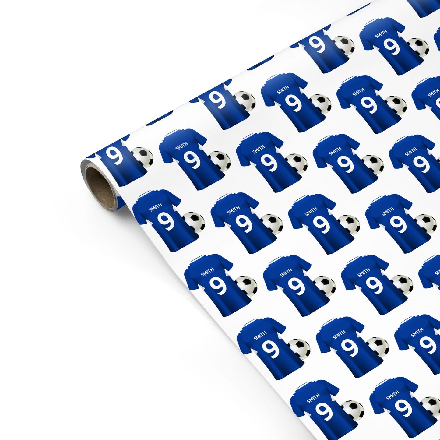 Blue Personalised Name Number Football Shirt Personalised Gift Wrap