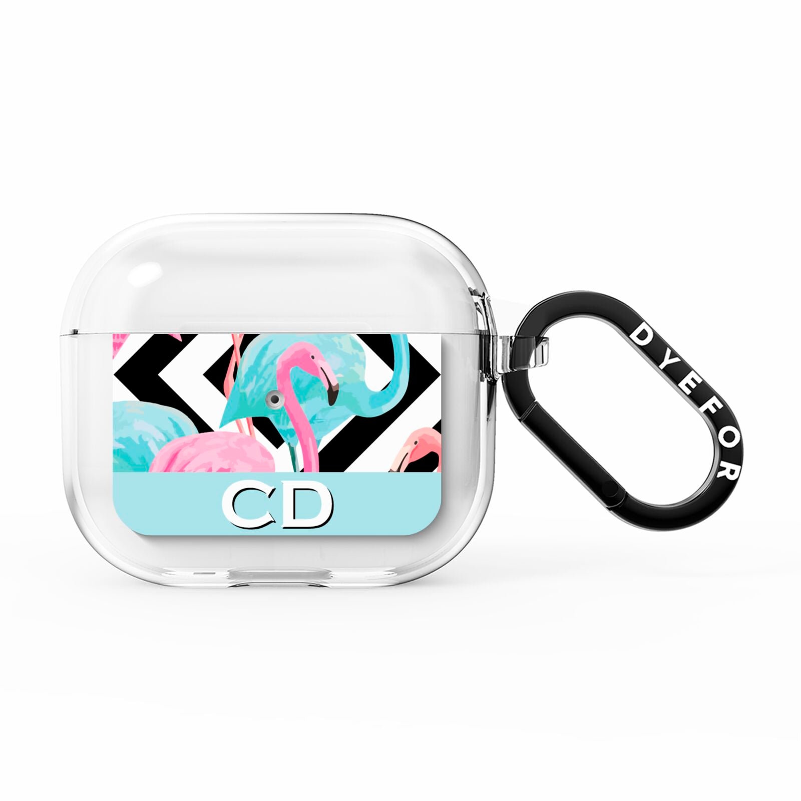 Blue Pink Flamingos AirPods Clear Case 3rd Gen