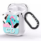 Blue Pink Flamingos AirPods Clear Case Side Image