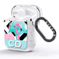 Blue Pink Flamingos AirPods Glitter Case Side Image