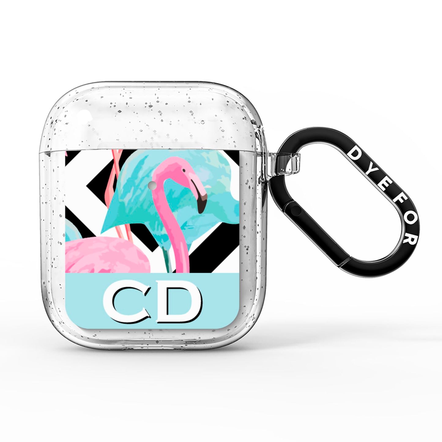 Blue Pink Flamingos AirPods Glitter Case