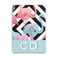 Blue Pink Flamingos Apple iPad Gold Case