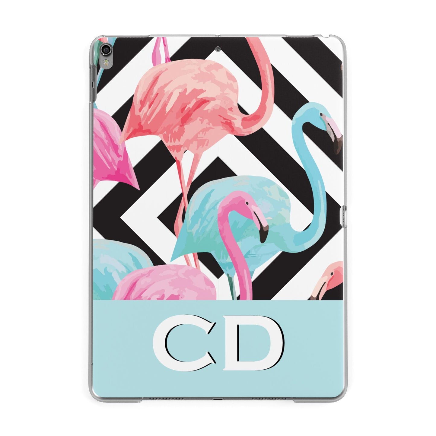 Blue Pink Flamingos Apple iPad Grey Case