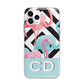 Blue Pink Flamingos Apple iPhone 11 Pro in Silver with Bumper Case