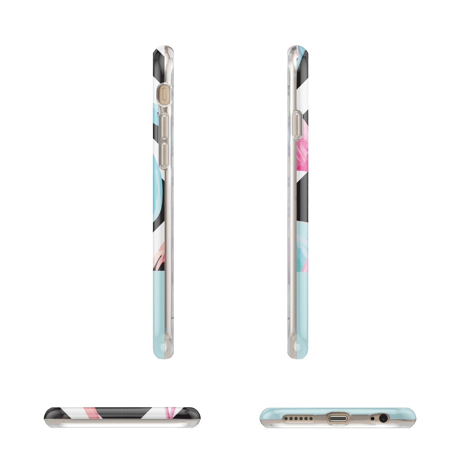Blue Pink Flamingos Apple iPhone 6 3D Wrap Tough Case Alternative Image Angles