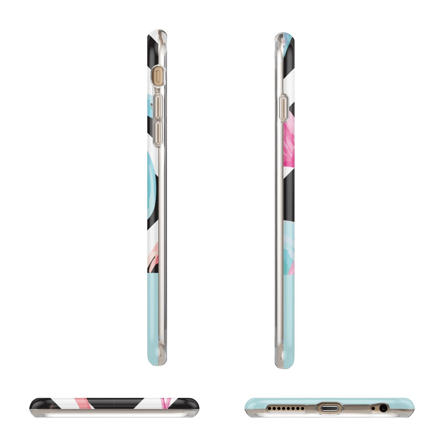 Blue Pink Flamingos Apple iPhone 6 Plus 3D Wrap Tough Case Alternative Image Angles