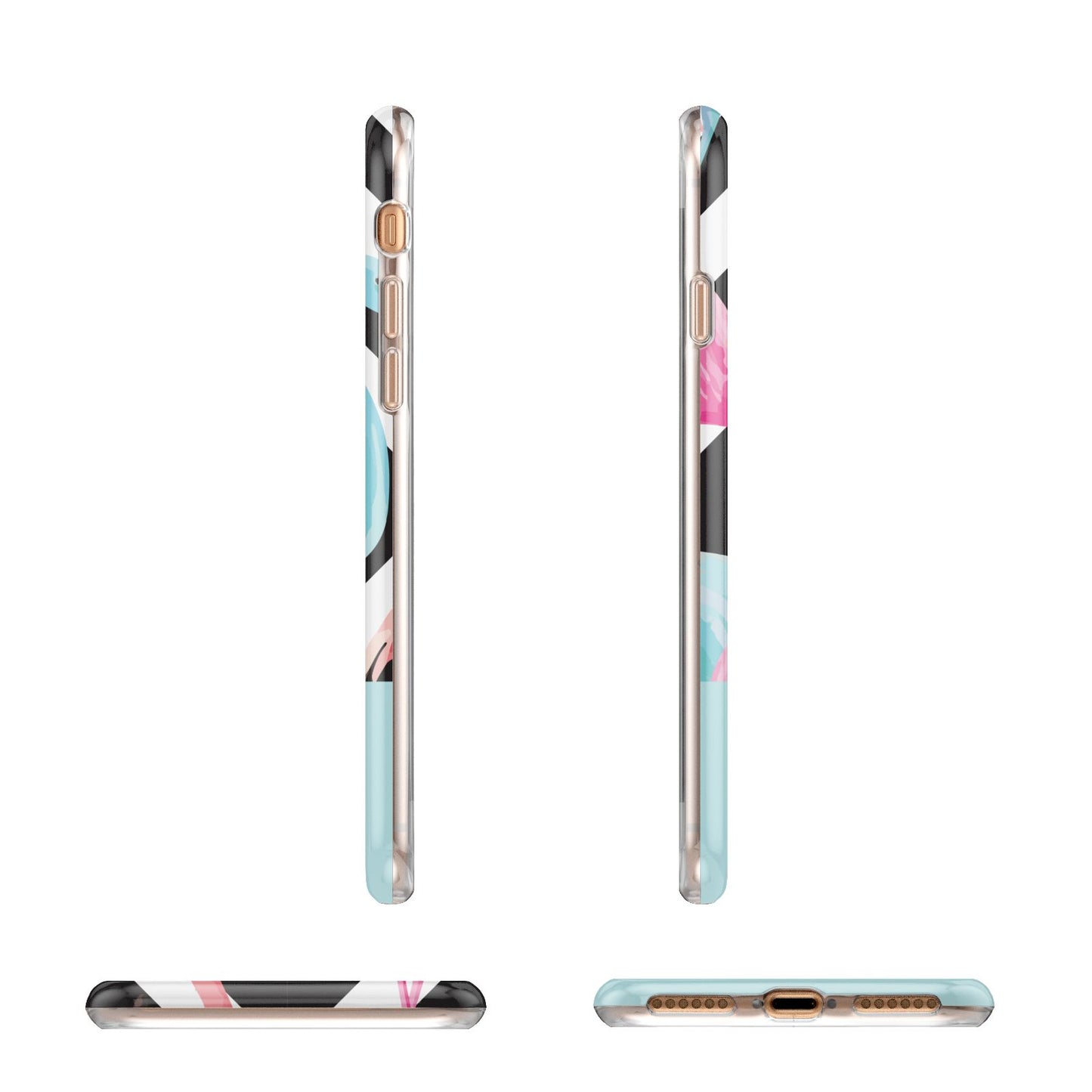 Blue Pink Flamingos Apple iPhone 7 8 3D Wrap Tough Case Alternative Image Angles