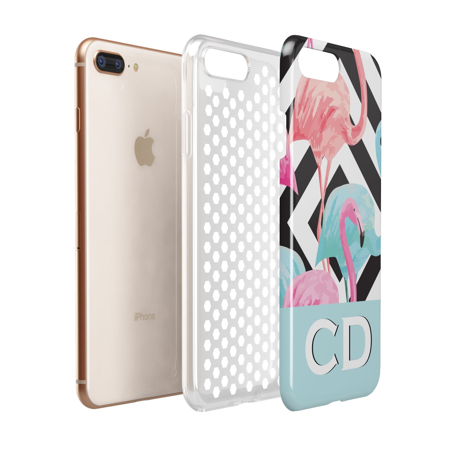 Blue Pink Flamingos Apple iPhone 7 8 Plus 3D Tough Case Expanded View