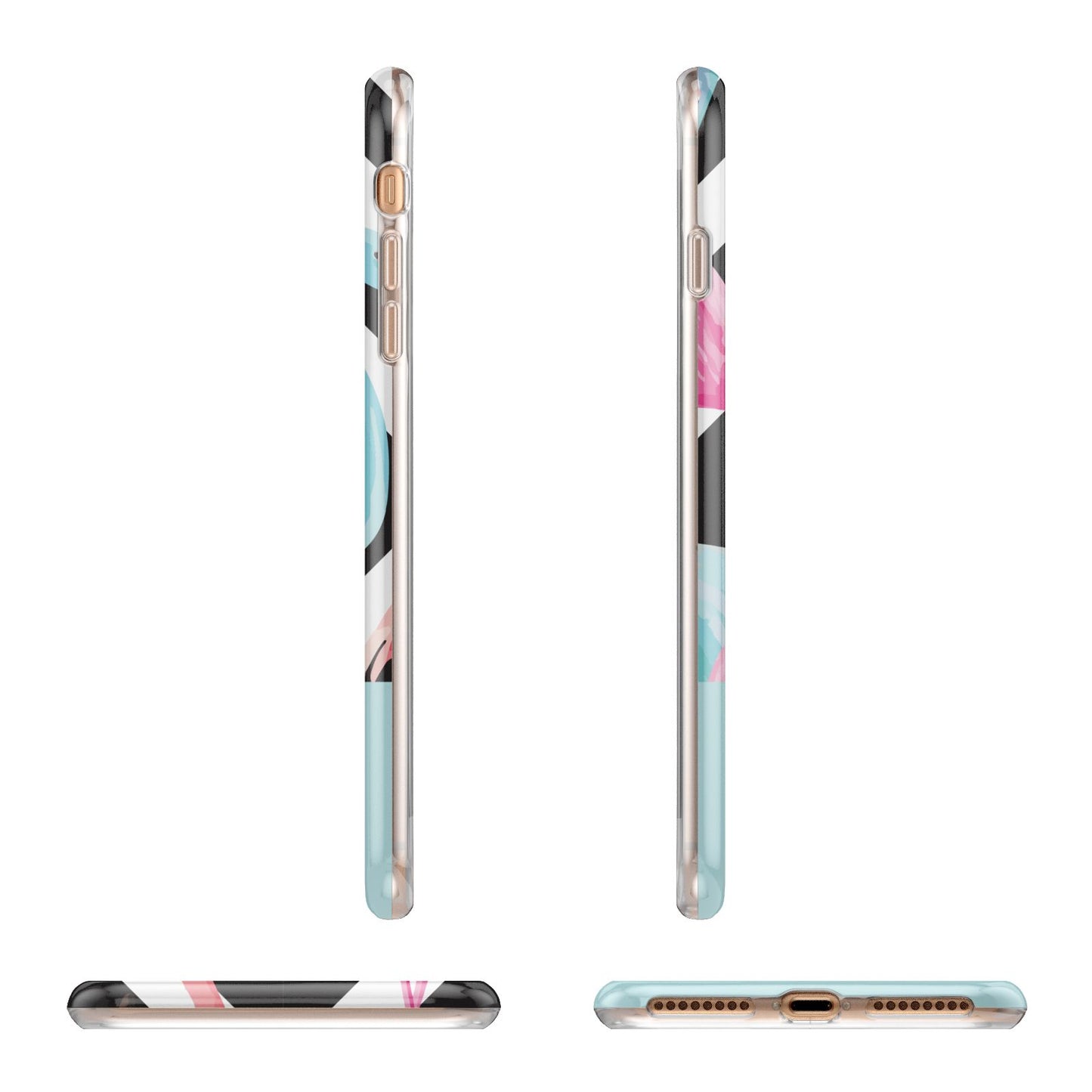 Blue Pink Flamingos Apple iPhone 7 8 Plus 3D Wrap Tough Case Alternative Image Angles