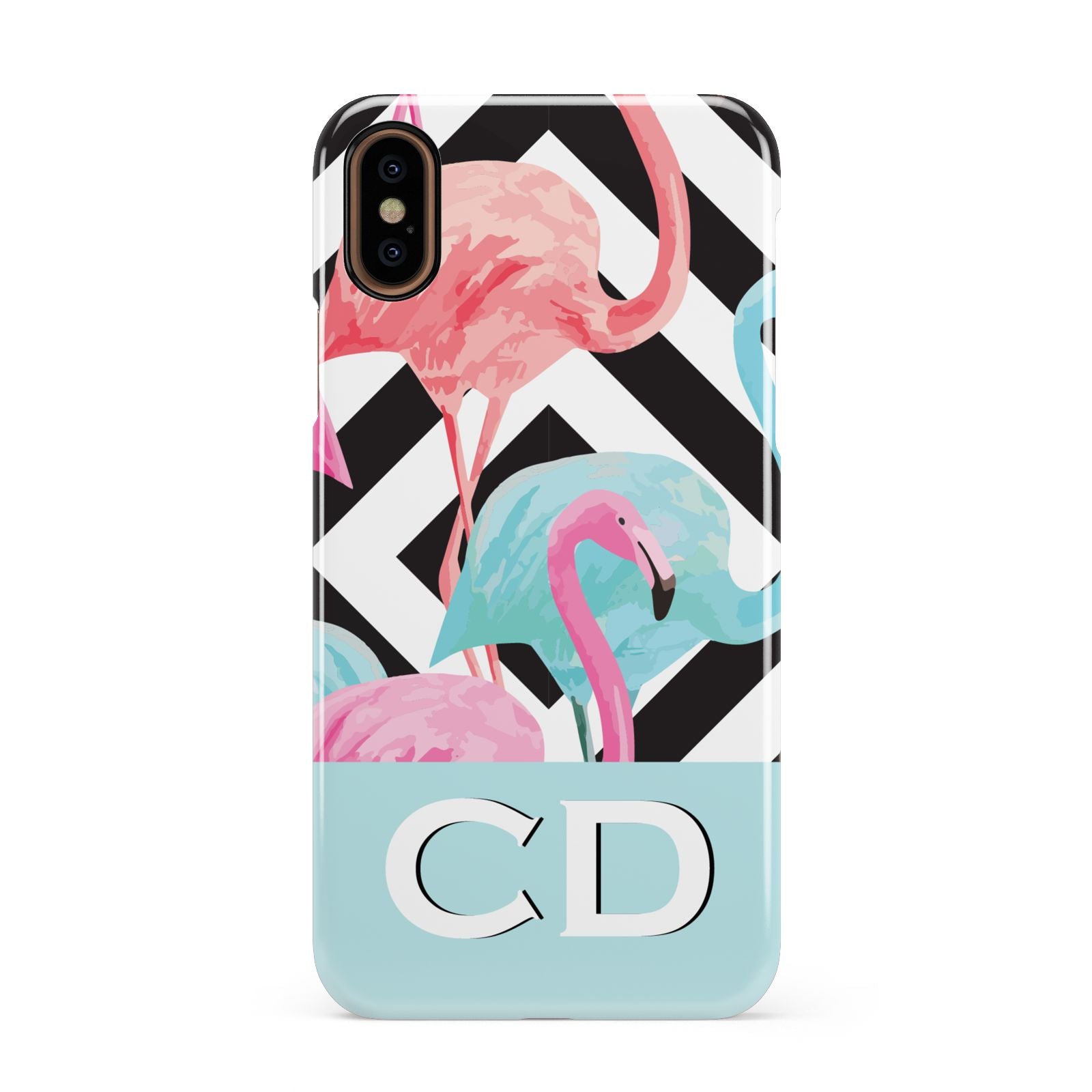 Blue Pink Flamingos Apple iPhone XS 3D Snap Case