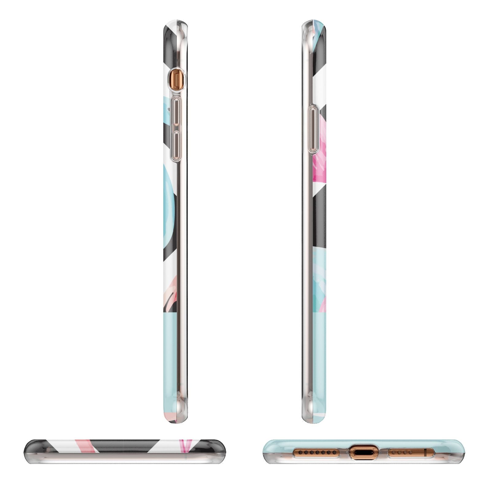 Blue Pink Flamingos Apple iPhone XS Max 3D Wrap Tough Case Alternative Image Angles