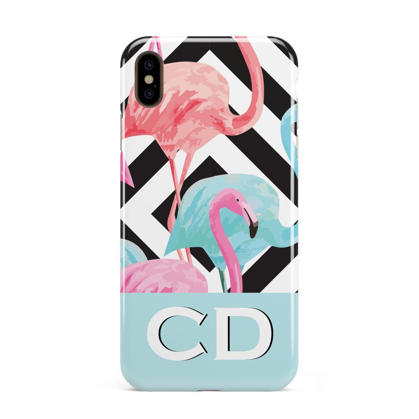 Blue Pink Flamingos Apple iPhone Xs Max 3D Tough Case