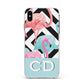 Blue Pink Flamingos Apple iPhone Xs Max Impact Case White Edge on Gold Phone