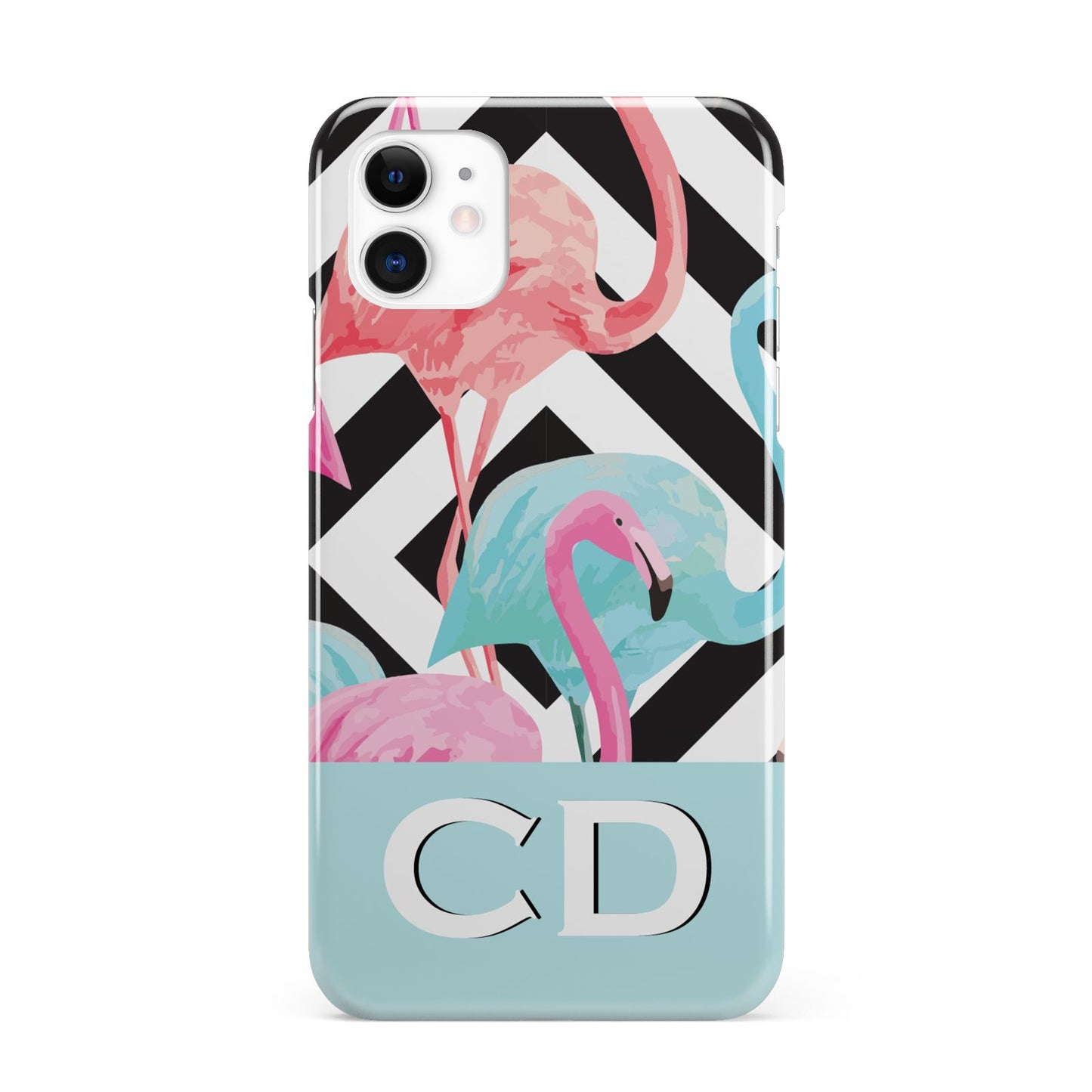 Blue Pink Flamingos iPhone 11 3D Snap Case