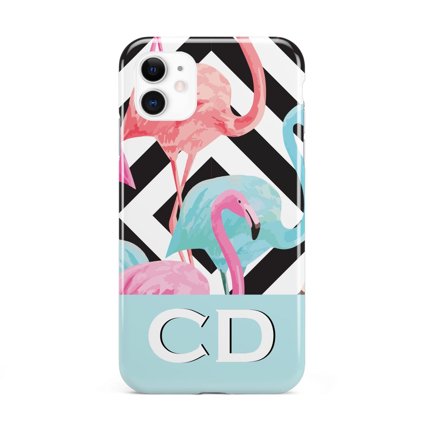 Blue Pink Flamingos iPhone 11 3D Tough Case