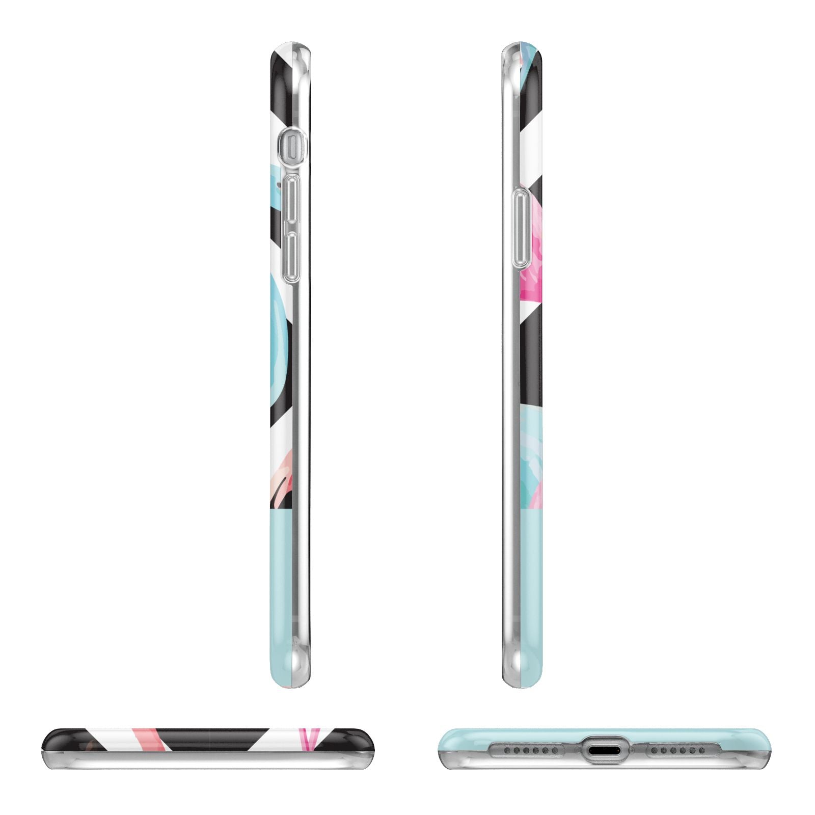 Blue Pink Flamingos iPhone 11 Pro 3D Tough Case Angle Images