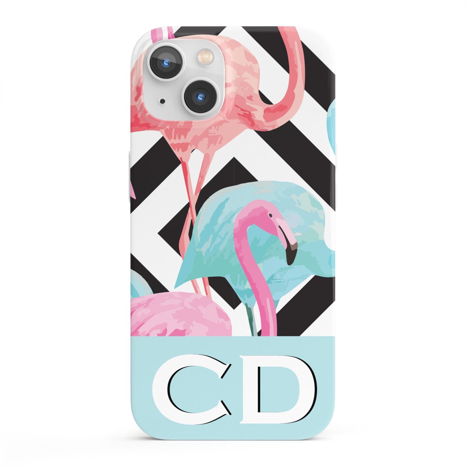Blue Pink Flamingos iPhone 13 Full Wrap 3D Snap Case