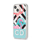 Blue Pink Flamingos iPhone 14 Clear Tough Case Starlight Angled Image