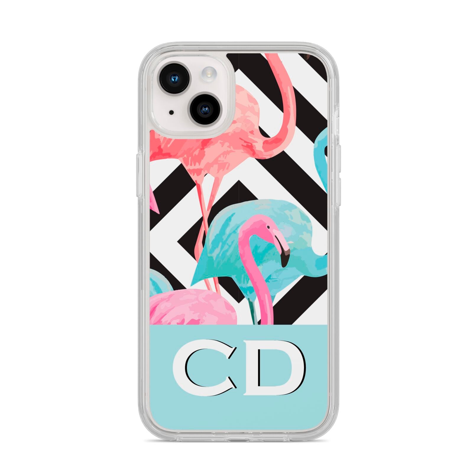 Blue Pink Flamingos iPhone 14 Plus Clear Tough Case Starlight