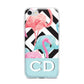 Blue Pink Flamingos iPhone 7 Bumper Case on Silver iPhone