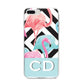 Blue Pink Flamingos iPhone 8 Plus Bumper Case on Silver iPhone