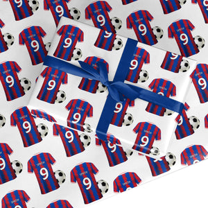 Blue Red Personalised Football Shirt Wrapping Paper