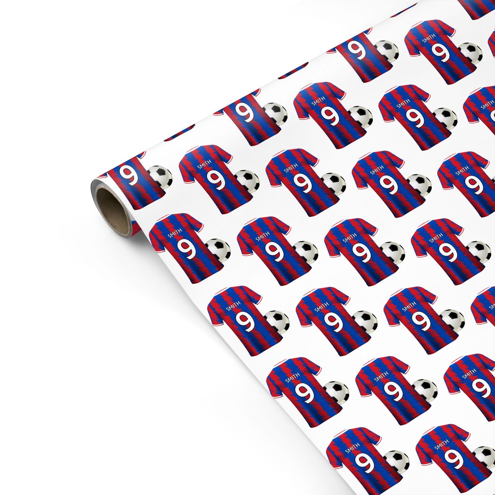 Blue Red Personalised Football Shirt Personalised Gift Wrap
