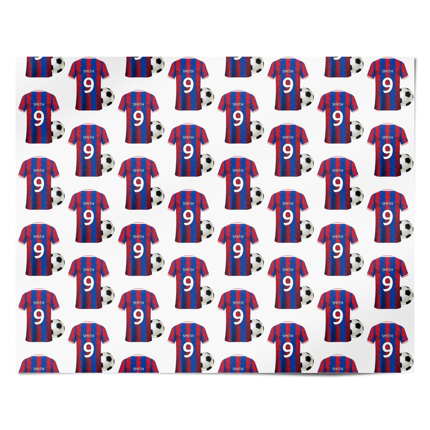 Blue Red Personalised Football Shirt Personalised Wrapping Paper Alternative