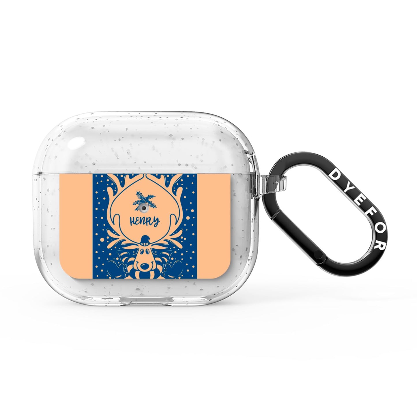 Blue Reindeer Personalised AirPods Glitter Case 3rd Gen