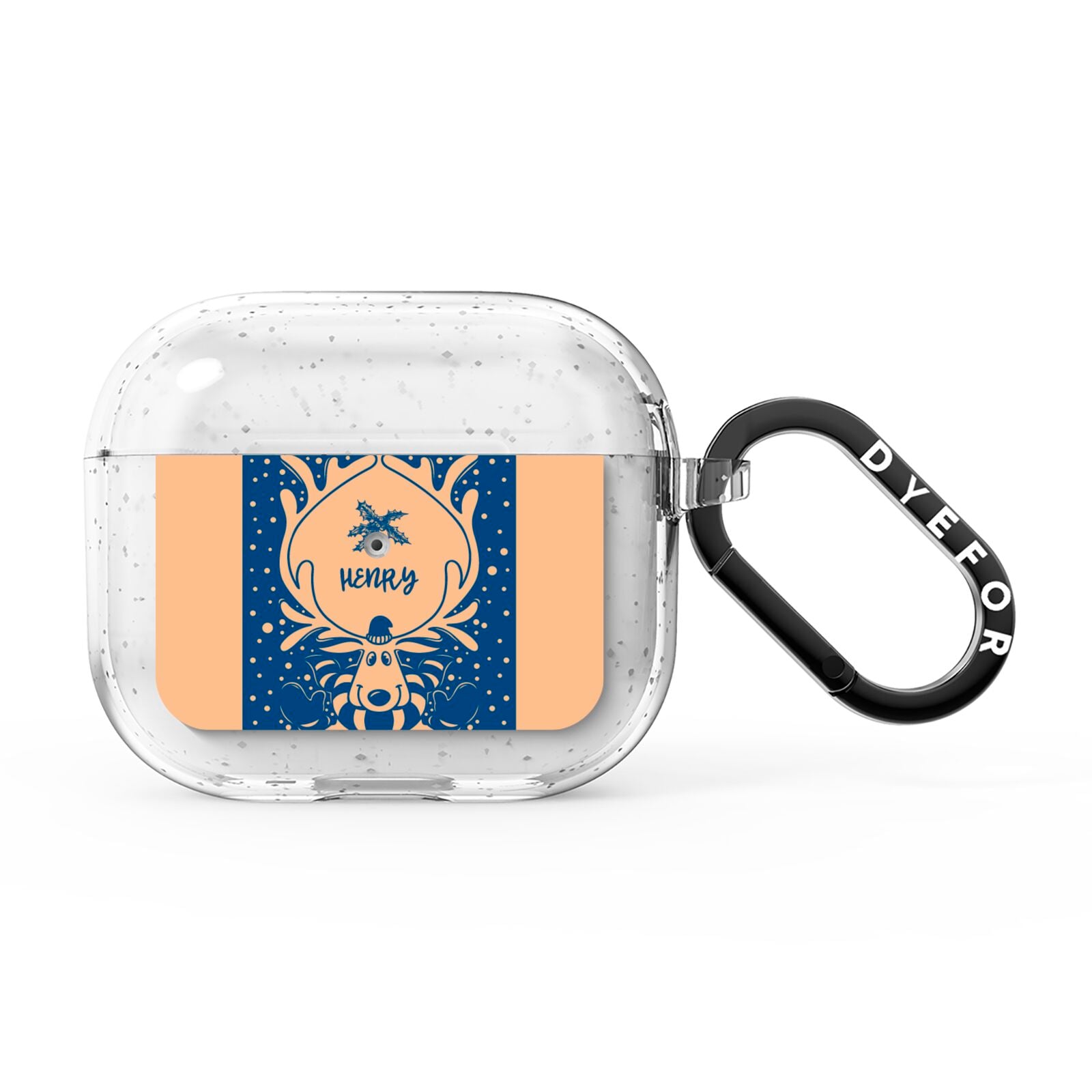 Blue Reindeer Personalised AirPods Glitter Case 3rd Gen
