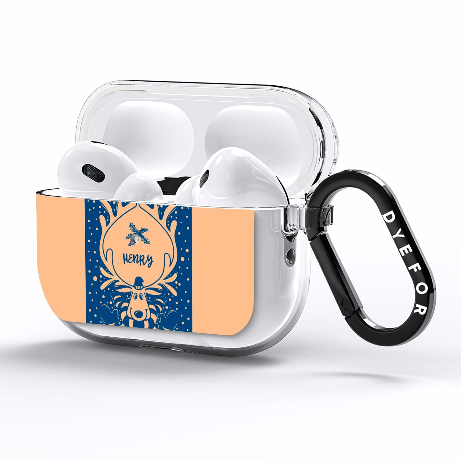 Blue Reindeer Personalised AirPods Pro Clear Case Side Image