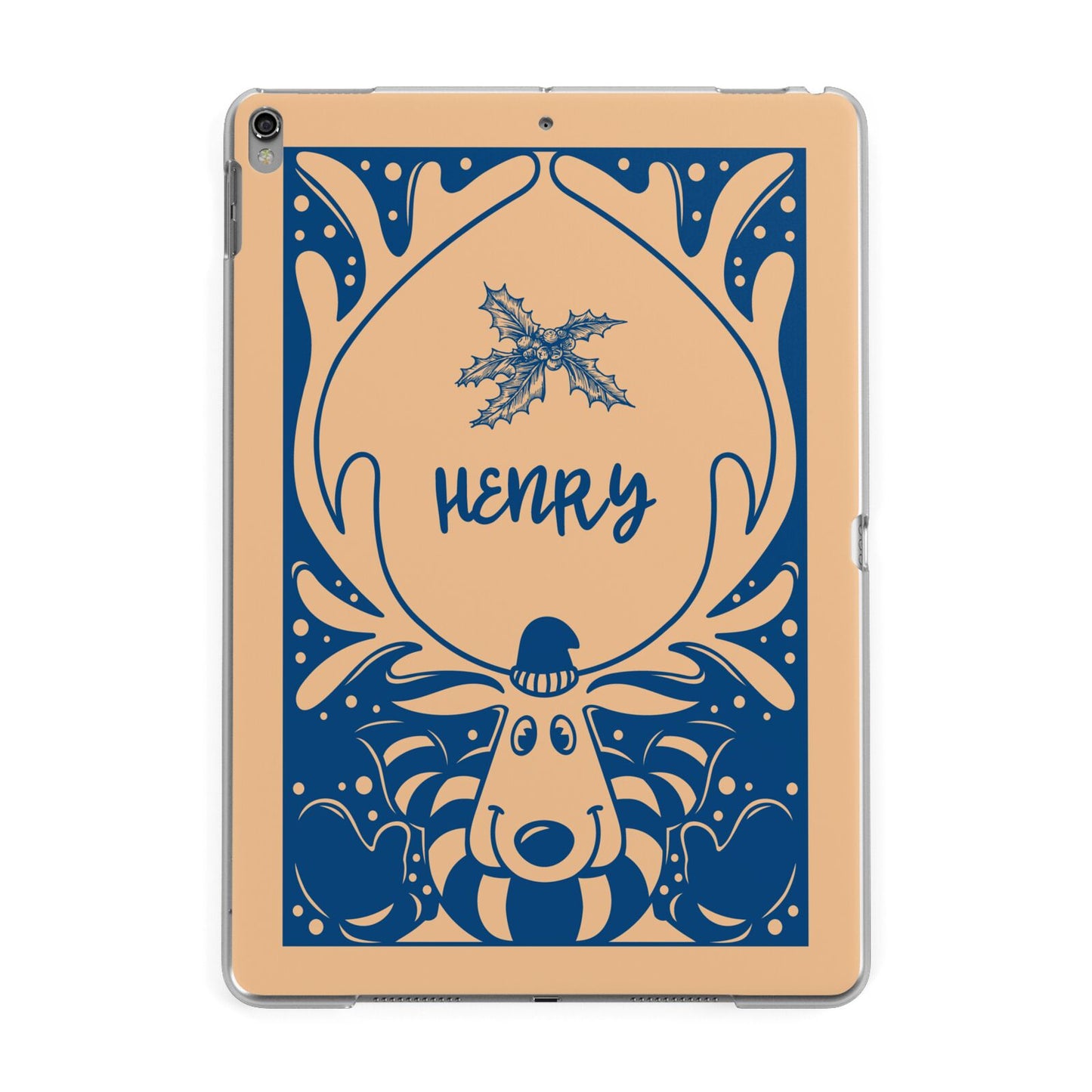Blue Reindeer Personalised Apple iPad Grey Case
