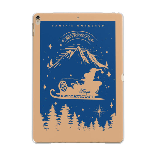 Blue Santas Sleigh Personalised Apple iPad Gold Case