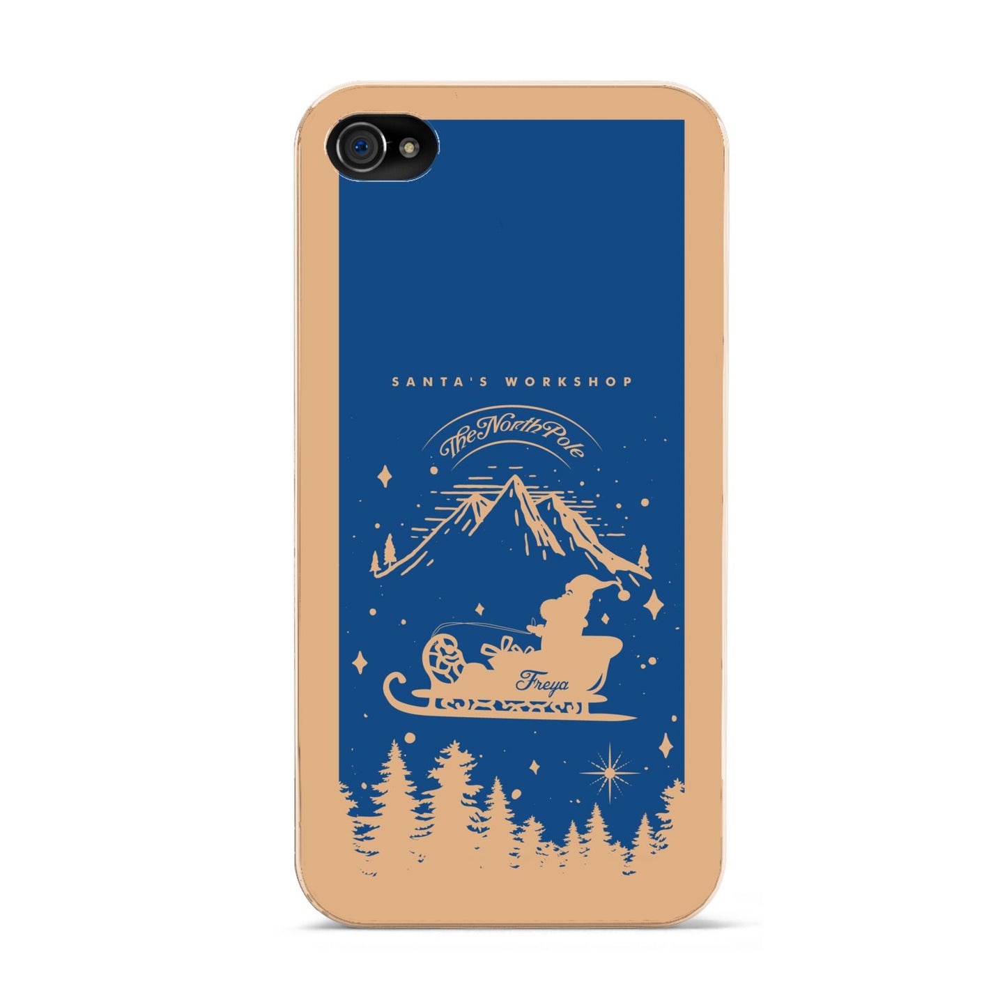 Blue Santas Sleigh Personalised Apple iPhone 4s Case