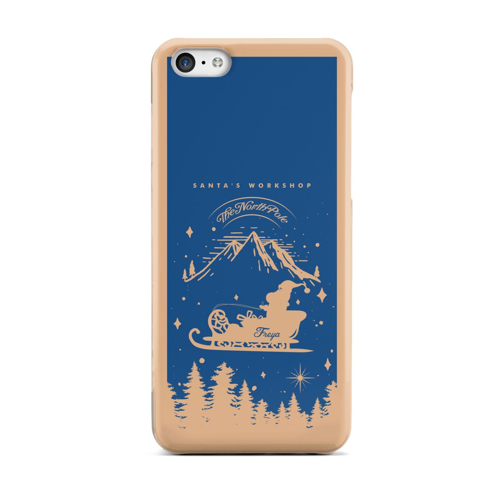 Blue Santas Sleigh Personalised Apple iPhone 5c Case