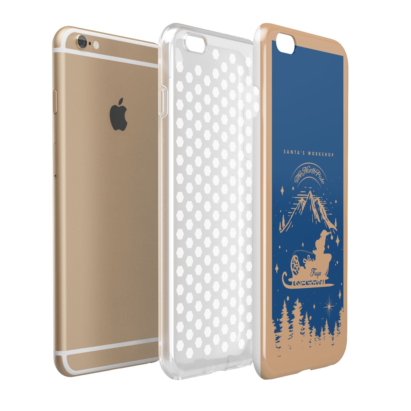 Blue Santas Sleigh Personalised Apple iPhone 6 Plus 3D Tough Case Expand Detail Image